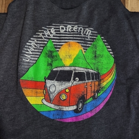 LIVIN the Dream Dark Gray Graphic Tank Top  size Medium. RAINBOW Pride - Picture 2 of 3